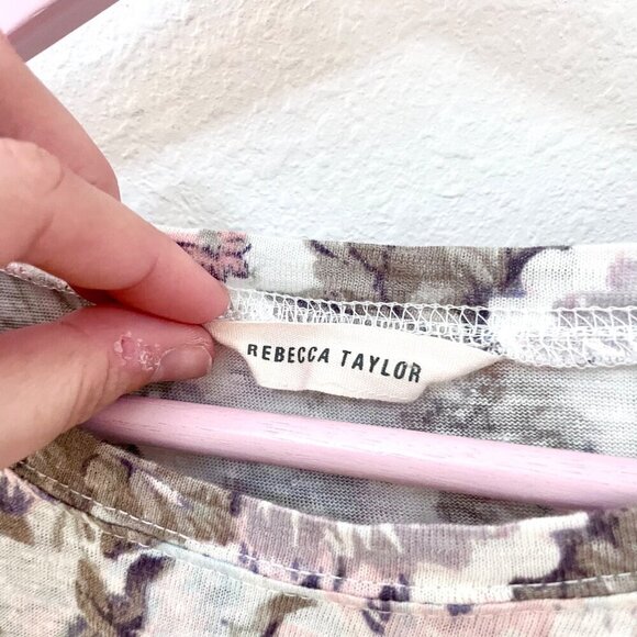 Rebecca Taylor La Vie Penelope Linen Floral Tie Dress Sky Blue Multi Size M - Picture 2 of 5